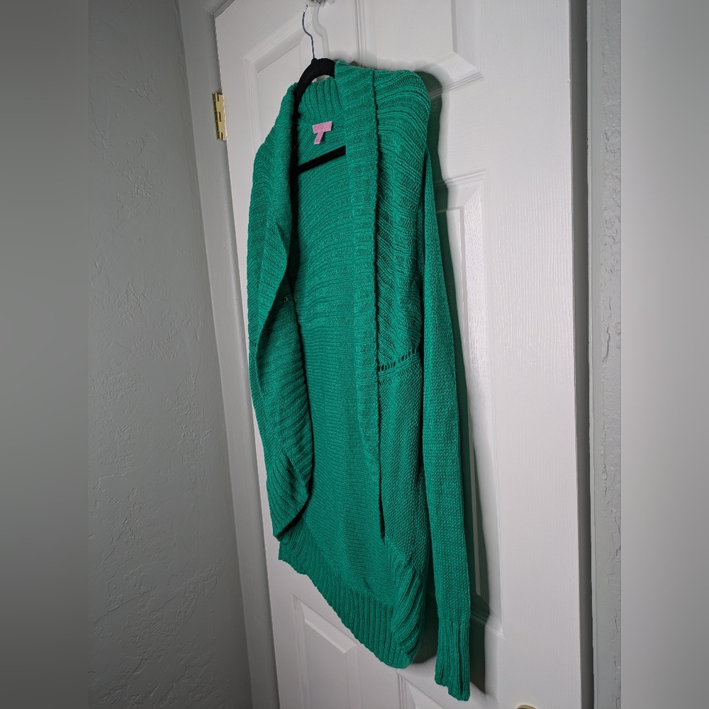 Lilly Pulitzer Lewiston Cardigan Green Chunky Knit Size Large - Picture 3 of 4
